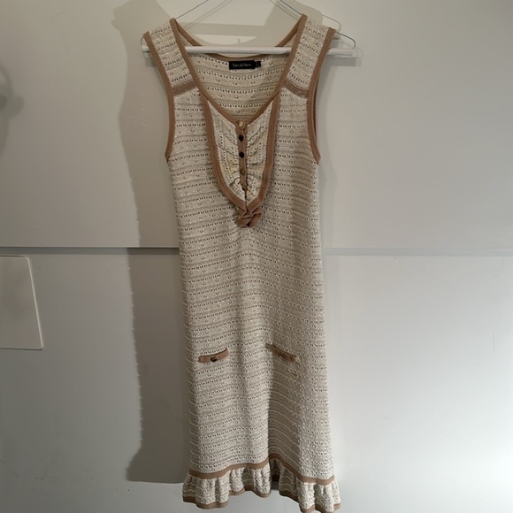 Vintage style Beige crochet see through dress woman size S - Picture 10 of 13